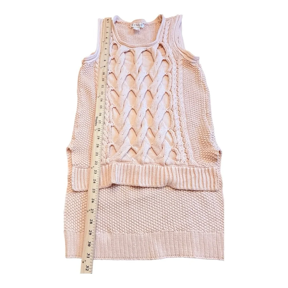 Women's VENUS Pink Cable Knit Sleeveless Crew Neck Sweater S - Picture 14 of 14